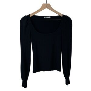 Reformation Black Ribbed Square Neck Top